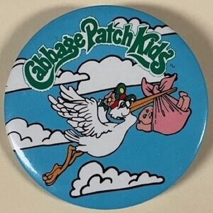 Cabbage Patch Kids Vintage Pin Back Button -  2 1/4" wide - Stork